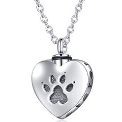Maya’s Grace Paw Print Heart Urn Necklace Dog Memorial Jewelry