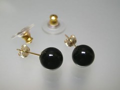 Gem Quality Onyx 8mm ball stud E/R premium 14k gold longer post bigger backing