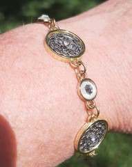 Handmade Jewelry Bracelet, Metal and Glass, Magnetic Clasp