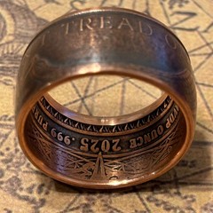 COPPER «DON’T TREAD ON ME» Gadsten Flag Coin Ring 1 TOz USA America SIZE 7-14