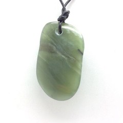 Siberian Jade Pendant Green Nephrite Jade Pebble Necklace Siberia Russia #29