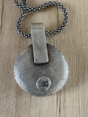 VTG Handmade 999 Sterling Silver Wax Seal Star Pendant With 925 Chain 10g
