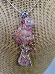 artisian made Sea shell , sea pottery necklace from East coast usa collected…