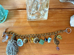 ESTATE VTG 90s Y2K CHARM BRACELET Tassel Beads Asian Boho Gypsy Hippie FESTIVAL