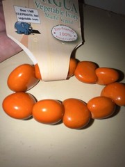 Tagua Nut Orange Stretch Bracelet Hand Crafted Eco Friendly Vegetable Ivory 7-8”