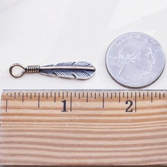 southwestern two tone Sterling silver pendant Native American 925 feather charm