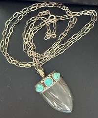 Quartz Crystal Turquoise Lapis Sterling Silver Necklace 30”-inch Chain