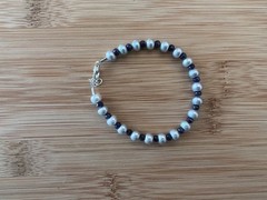 New Pearl, Sapphire & Sterling Silver Handmade Bracelet 7 1/4 to 7 3/4 in. -B665