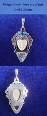 Sterling Silver Goddess Carved Moon Face Multi Gemstones Pendant 25pt457