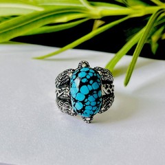 Natural Spiderweb Turquoise Eagle Claw Ring Men’s Unique Jewelry Size Fixable