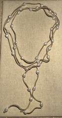 Baroque Pearls Beaded On Leather Suede For Lariat Wrap Style Necklace 42” Long