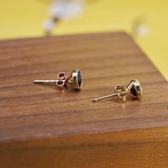 Vintage vermeil gold plated Sterling silver earrings, 925 studs with sapphire