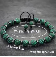 djustable Handmade Malachite Stone Bracelet Natural Healing Crystal Braided Rope