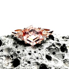 Lab Made Morganite Ring 14k Rose Gold Vermeil , Beryl , Gift Of Love
