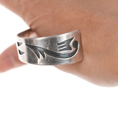 6.375″ Vintage Native American overlay style sterling cuff bracelet