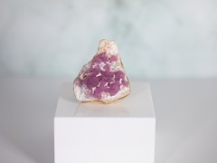 Adina Mills Pink Druzy Crystal Geode Statement Ring Size 7 Handmade Gold Tone