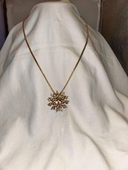 Atomic Age Starburst Pendant | Aurora Borealis | Vintage Space‑Race Brooch