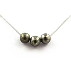 Necklace 3 Pyrite Pearls From Spain 8 Mm Stainless Steel Chain