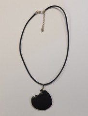 Black Obsidian Pendant Polished Slice Slab On 18in Black Cord Necklace