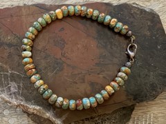 New Gorgeous Beige & Green Imperial Jasper Abacus Beaded Bracelet
