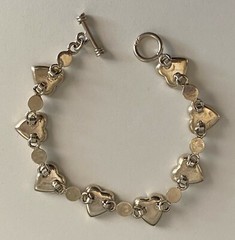 Artisan Sterling Silver Red Stone Glass Enamel Tennis Style Bracelet