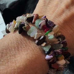Multicolor Assorted Gemstone Chip Beaded On Memory Wire #683