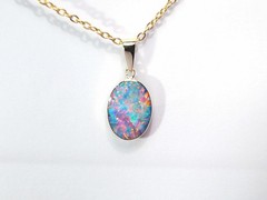 Magnagenta’ Genuine Australian Opal Pendant 14k Gem Gift 1.3g P55