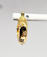 Starburst 14K Gold Plated Hoop Cubic Zirconia Bubble Huggie Post Earrings