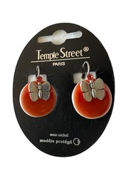 NEW Hobo Unique Soft Red Silver Butterfly Rhinestone Jewel Earring