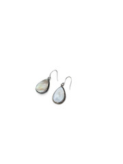 Teardrop Stone Earrings, Iridescent Earrings, Silver Teardrop Earrings
