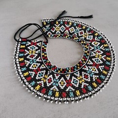 Traditional ethnic ukrainian wide seed bead necklace collar SYLYANKA Ukraine