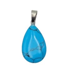 Natural 1″ Stone Teardrop Shaped Pendant Necklace On 17″-18″ Black Cord – CHOICE