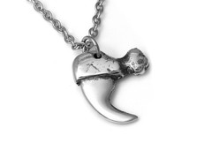 Handmade Siberian Tiger Claw Necklace, Wild Cat Pendant Animal Jewelry in Pewter