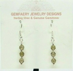Sterling Silver Faceted SMOKEY QUARTZ Gemstone Earrings #8285…Handmade USA