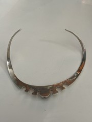 Vintage Taxco Mexican silver Modernist collar necklace with Black Onyx TB-09
