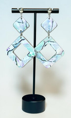 Handmade Pastel Blue Green Purple Watercolor Look Polymer Clay Dangle Earrings