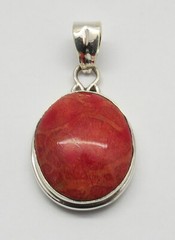 01 Pendant 925 Sterling Silver Natural Pacific Coral 45mm Long Pendant Jewelry