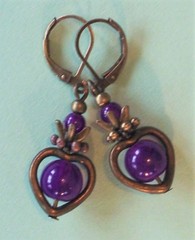 JADEITE BRONZE HEART DROPS Lever back handcrafted CHOOSE XX