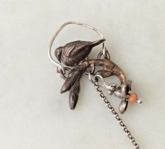 Elemental Adornments Artisan Sterling Silver ClayFlower Bird On Branch Pendant