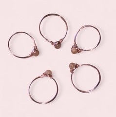 1pc Dainty Handmade Wire wrapped peach moonstone crystal ring in rose gold wire
