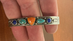 Tonya J. Rafael Cuff Bracelet Multi-Stone Sterling Silver Navajo