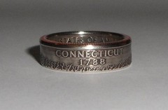 «Sealed» CONNECTICUT US STATE QUARTER handmade coin ring or pendant size 4-14