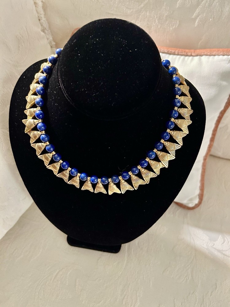 Lapis Beads Egyptian Style Repro fly Choker-Smithsonian catalog collection