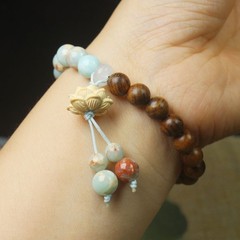 Green Sandalwood Blood Sandalwood and Black Rosewood 8mm Prayer Bead Bracelet