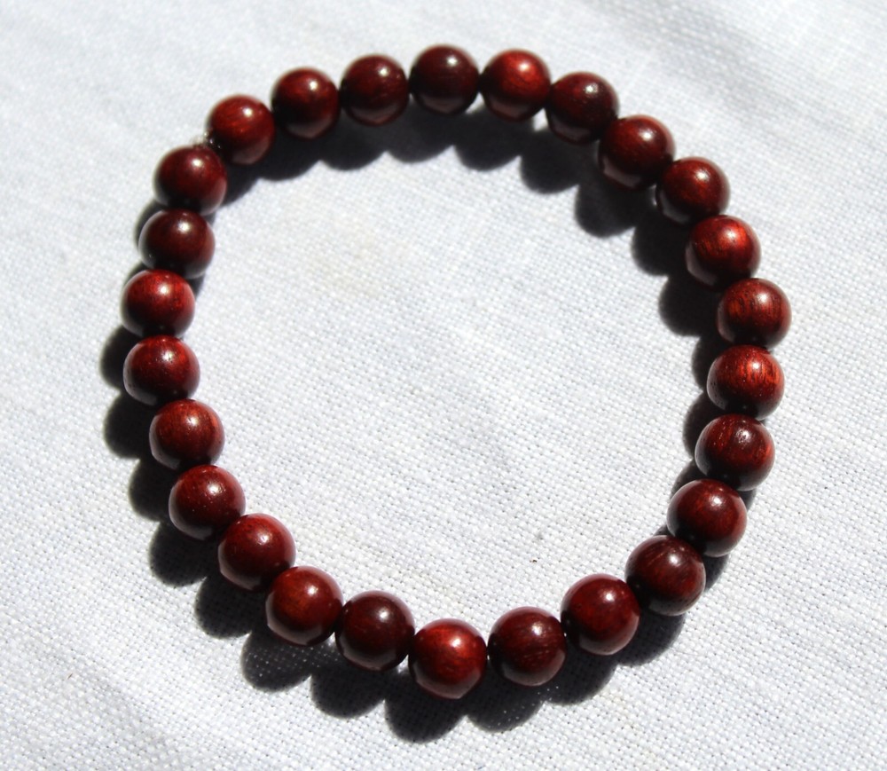 Handmade Stretch Bracelet – 8mm Red/Blood Sandalwood – Protection – Select Size
