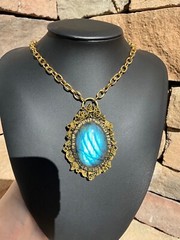 Huge Labradorite Pendant Necklace Handcrafted