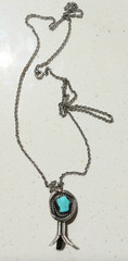 HANDMADE NATIVE AMERICAN TURQUOISE PENDANT STERLING SILVER NECKLACE