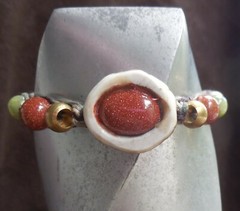 Goldstone Antler Hemp Adjustable Bracelet Anklet Jewelry w/ Jade Gemstone Beads