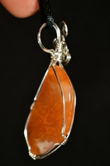 CARNELIAN Pendant 5.8cm 11g +Cord *SILVER* Handmade Wire Wrapped Healing Crystal