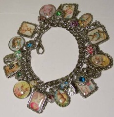 Victorian Easter Theme Charm Bracelet Hand Crafted Glass Dome